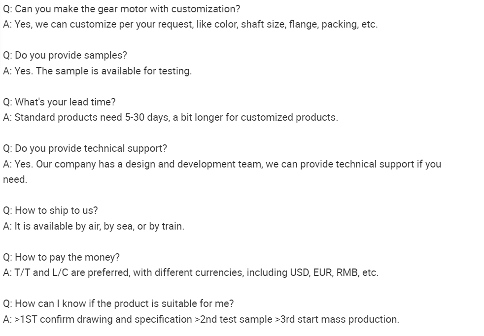 FAQ gear motor FAQ gear motor